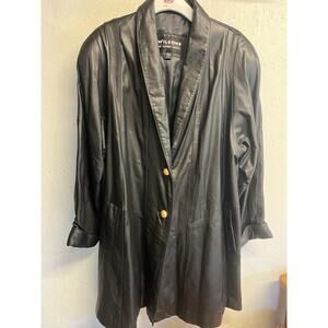 Vintage Wilsons Leather Black Blazer Jacket Women L Soft Leather Minimalist 90s